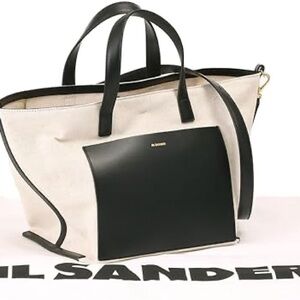 JIL SANDER Leather-trimmed canvas tote New w tag! purse w dust bag